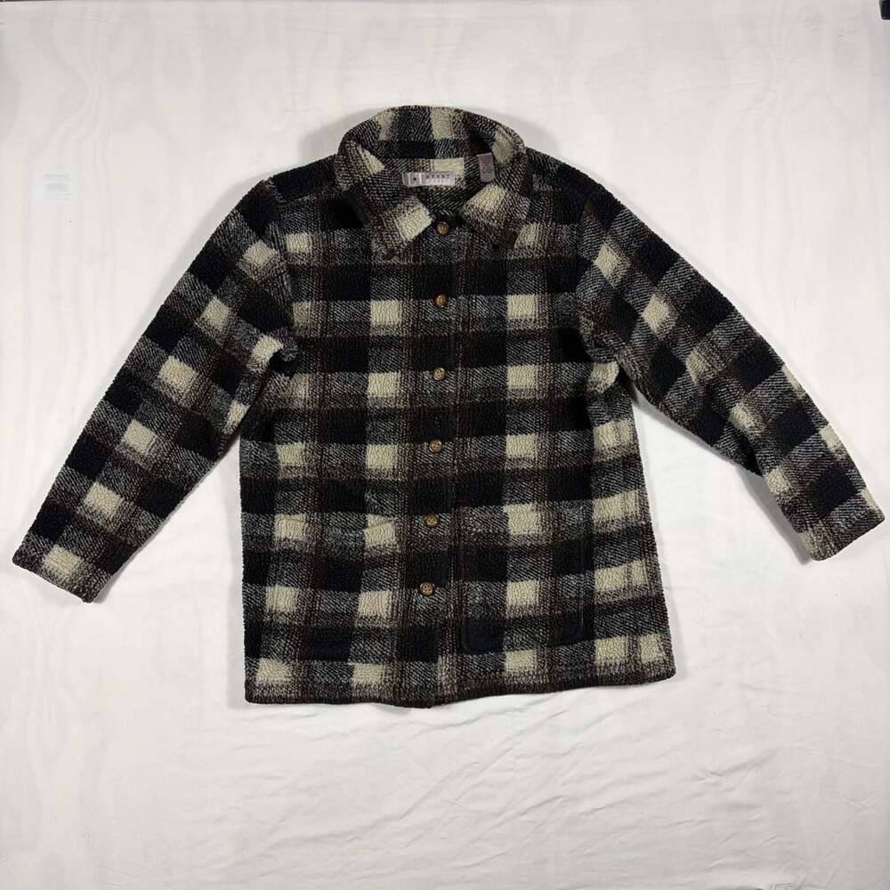 Lt Sport Petite Size PS Plaid Sherpa Fleece Button Up Jacket